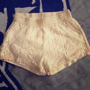 Francesca's Miami cream lace shorts for women